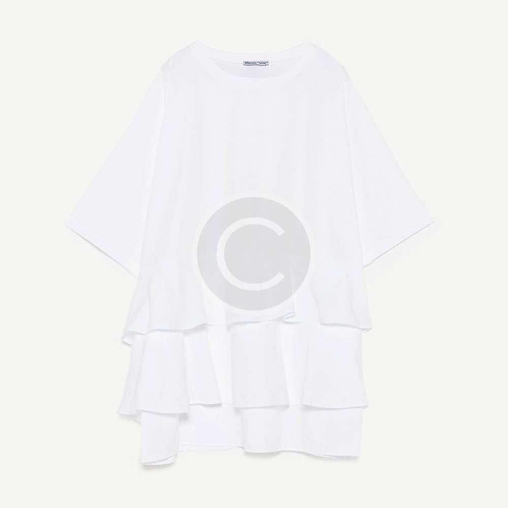 T-Shirt with flounces of poplin